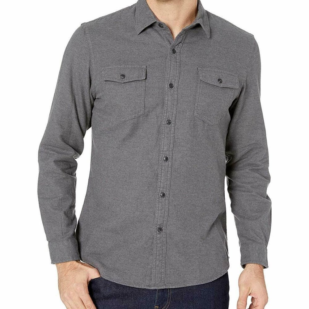 Essentials Mens Slim-Fit Long-Sleeve Flannel Shirt